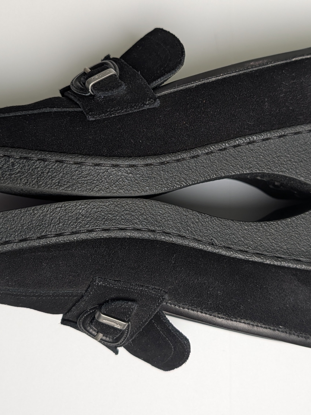 Salvatore Ferragamo Black Suede Women's's Slip-On Square Toe Loafers Size 8.5 - Picture 9 of 12